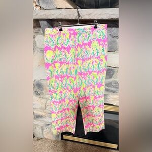 GREAT CONDITION Lilly Pulitzer Pink & Yellow Men's Pants Millionaire Row Print